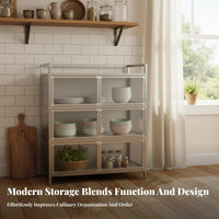 Rust-Proof Stainless Steel Kitchen Cabinet Heavy Duty Freestanding Kitchen Cupboard Large Capacity Freestanding Dish Cabinet Easy to Clean for Homeowners, Families, Renters, Dining Room, Garage, Bathroom, Office