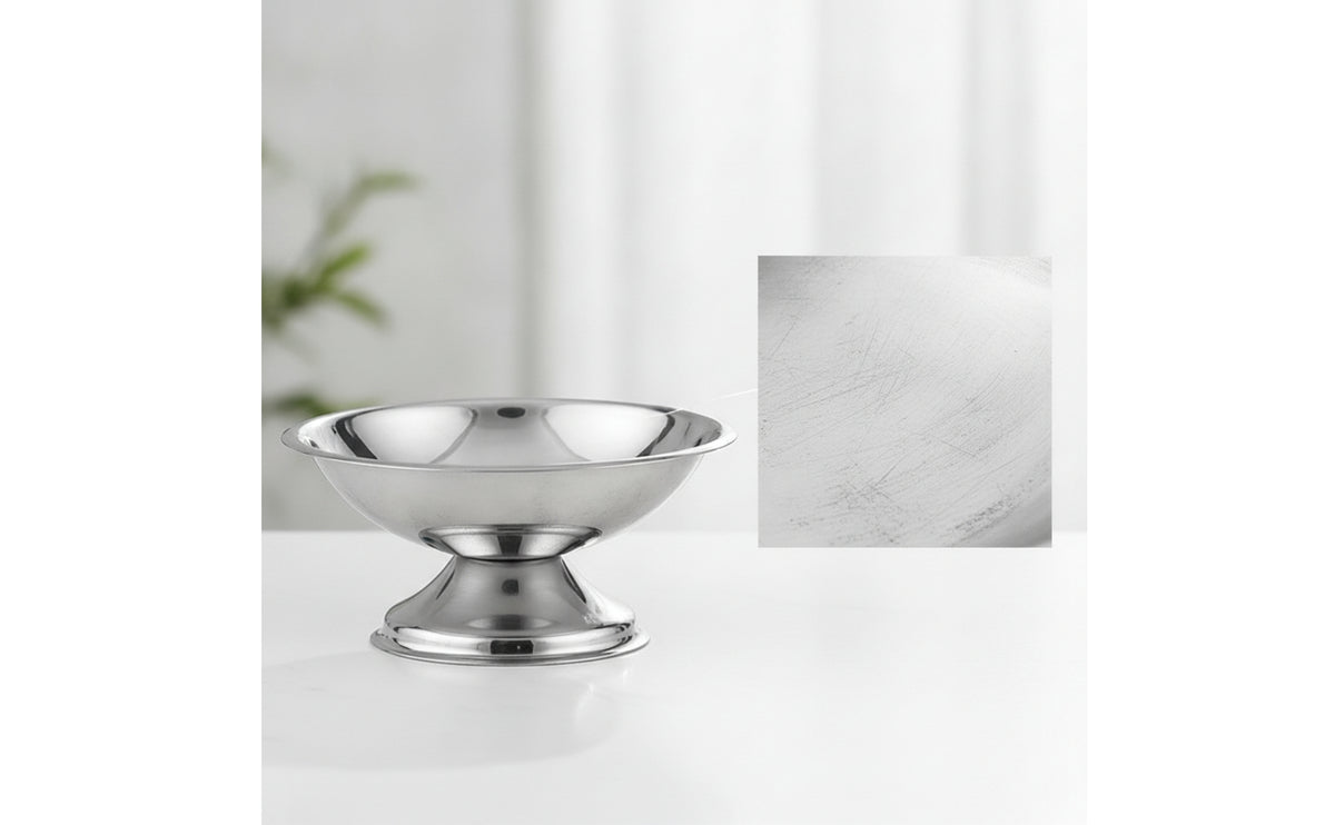 Stainless Steel Pedestal Bowl with Fork Compact Footed Bowl with Fork Polished Centerpiece Modern for Buffet, Restaurant, Cafe