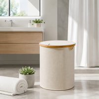 Natural Clothes Hamper with Bamboo Rim Sturdy Laundry Hamper with Lid Heavy-Duty Storage Bin with Lid Sturdy for Bedroom, Dorm Room