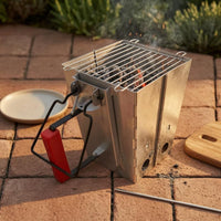 Steel Charcoal Fire Starter Furnace Ventilated Foldable Charcoal Chimney Starter Heat-Resistant Grip for Barbecue