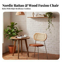 Ergonomic Backrest Rattan Back Dining Chair Sturdy and Long-Lasting Mid-Century Modern-Century Modern Dining Chair Versatile Design for Restaurant Owners, Interior Designers, Homeowners, Cafe, Living Room