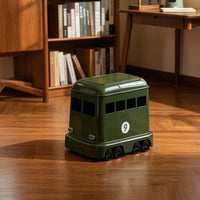 Bus Trash Bin Space-Saving Trash Bin with Wheels Narrow Wastebasket Compact Press-to-Open for Children, Bedroom, Living Room