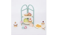 Toy Dessert Stand with Pretend Desserts Three-Tier Dessert Stand with Sweets Rounded Edges Wooden Pretend Desserts Set for Classroom
