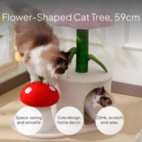 Cat Tree Condo with Flower Mushroom Sisal Scratching Post