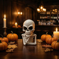 Gothic Skeleton Figurine Spooky Skeleton Bust Resin Skull Bust Matte for Halloween, Tabletop, Desk, Shelf