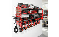 Metal Wall-Mounted Tool Organizer Space-Saving Power Tool Organizer Large Capacity Drill Holder Rack Stable for DIYers, Garage