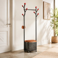 Mobile Clothes Rack with Cabinet Versatile Clothes Rack with Wheels Portable Coat Hanger Stand Floor-Standing for Bedroom, Entryway, Foyer