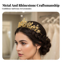 Princess Celestial Headpiece Regal Look Gold the Company Dding Tiara Crystal Princess Headpiece Elegant Design Celestial Radiant