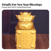 Feng Shui Chinese Wealth Seal Auspicious Design Chinese Fortunate Wealth Bag 360° Rotatable for Office Workers, Home Decor