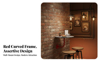 Industrial Design Wall-Mounted Round Table Wrought Iron Construction Booth Side Table Space-Saving Commercial Furniture Sturdy & Long-Lasting for Apartment Dwellers, Interior Designers, Coffee Shop, Restaurant, Small Areas, Balcony