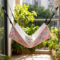 Hanging Cat Bed Macrame Basket with Cushion, Round Swing for Large Indoor Cats, Soft Sleeping Cat Hammock, Elevated Resting Indoor Bed Area