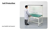 Anti Workbench Built-in Lighting Packing Inspection Table Heavy Duty Workstation with Light and Shelf for Technicians, Hobbyists, Repair Shop