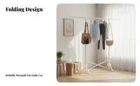 Space-Saving Foldable Clothes Rack Easy Assembly Floor Standing Clothes Hanger Installation-Complimentary Standing Laundry Drying Rack No Tools Required for Apartment Dwellers, Students, Homeowners, Balcony, Bedroom, Dorm Room, Walk-in Closet
