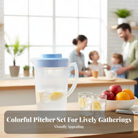 5 Pieces Large Capacity Cold Water Kettle Heat Resistant Pitcher with Lid Shatterproof Transparent Drink Jug with Lid for Parties, Picnics