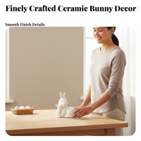 Ceramic Hare Figurine Glossy Finish Easter Bunny Decoration Easy to Spotless Ceramic Bunny Figurine for Desktop, Living Room, Windowsill