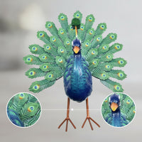 Garden Fowl Statue Outdoor Peacock Sculpture Hand-Painted Garden Statue for Patio