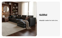 Lowheight Leather Sofa Italian Minimalist Design Living Room Furniture Top-Grain Cowhide Sectional for Apartment Dwellers, Homeowners, Home Interior