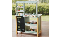 Wooden Shop Stand with Shelves Open-Shelf Play Market Stand Pretend Play Store Interactive Playset Realistic for Children