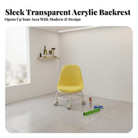 Transparent structure paded Caster Stool Easy to Clean Padded Work stool rollers Quiet Casters Mobile Seating Ergonomic Design for Homemakers, Mechanics, Playroom, Floor Cleaning, Living Room, Salon
