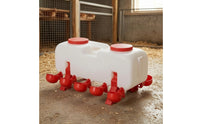 Ground-Standing Chicken Waterer with Cups Weight-operatedFed Automatic Poultry Drinker Large Poultry Waterer Easy-Install for Ducks, Geese, Farm