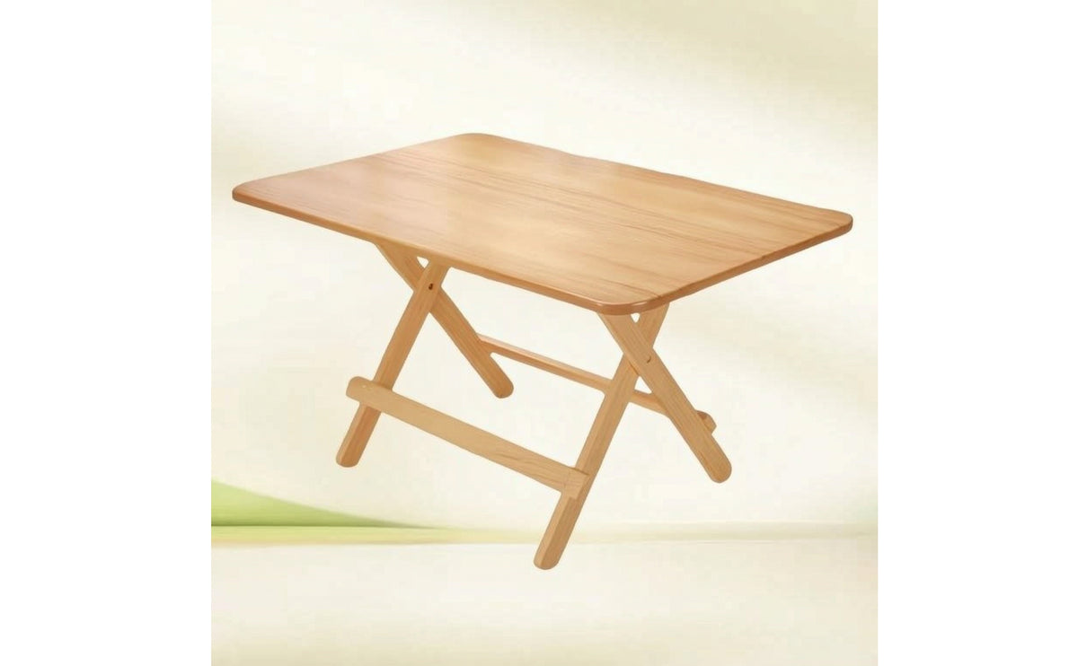 Natural Wood Finish Wooden Folding Table Space-Saving Folding Dining Table Foldable Furniture Collapsible for Renters, Students, Apartments