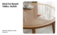 Round PVC Tablecloth Oil-Resistant Transparent Soft Glass Table Cover Easy to Clean Round Table Protector Mat for Homeowners, Crafters, Living Room