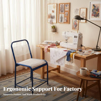 Cool and Breathable Woven Cord Factory Chair Wear-Resistant Workplace Furniture Sturdy Frame Workshop Stool High Load-Bearing for Sewing Machine Operators, Manual Laborers
