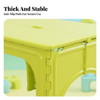 Portable with Handle Foldable Desk and Chair Space-Saving Foldable Play Table and Chair Combo Built-in Pen channel children's Furniture Easy to Clean for Toddlers, Preschoolers, Kindergarten, Playroom, Classroom, Daycare