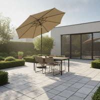 Outdoor Umbrella with Base Heavy Duty Tilting Patio Umbrella Windproof for Homeowners, Cafe Owners, Backyard, Terrace, Courtyard