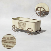 Distressed Tabletop Cart Planter Decorative Metal Cart Planter Old-Fashioned Plant Holder Multi-Purpose for Decorators