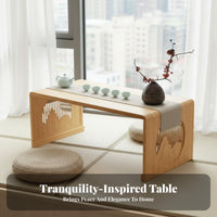 Traditional Chinese design Foldable Leg Low Desk Space-Saving Foldable Lap Tray Multi-Purpose Floor Table Multipurpose for Apartment Dwellers, Remote Workers, Bay opening, Bedroom, Living Room, Home Office