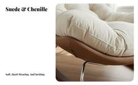 Modern Design Tufted Swivel Lounger Deep Cushioning Accent Chair Wide Seat Indoor Seating High-Density Cushion for Homeowners, Parents, Office Workers, Living Room, Bedroom, Balcony, Reading Nook