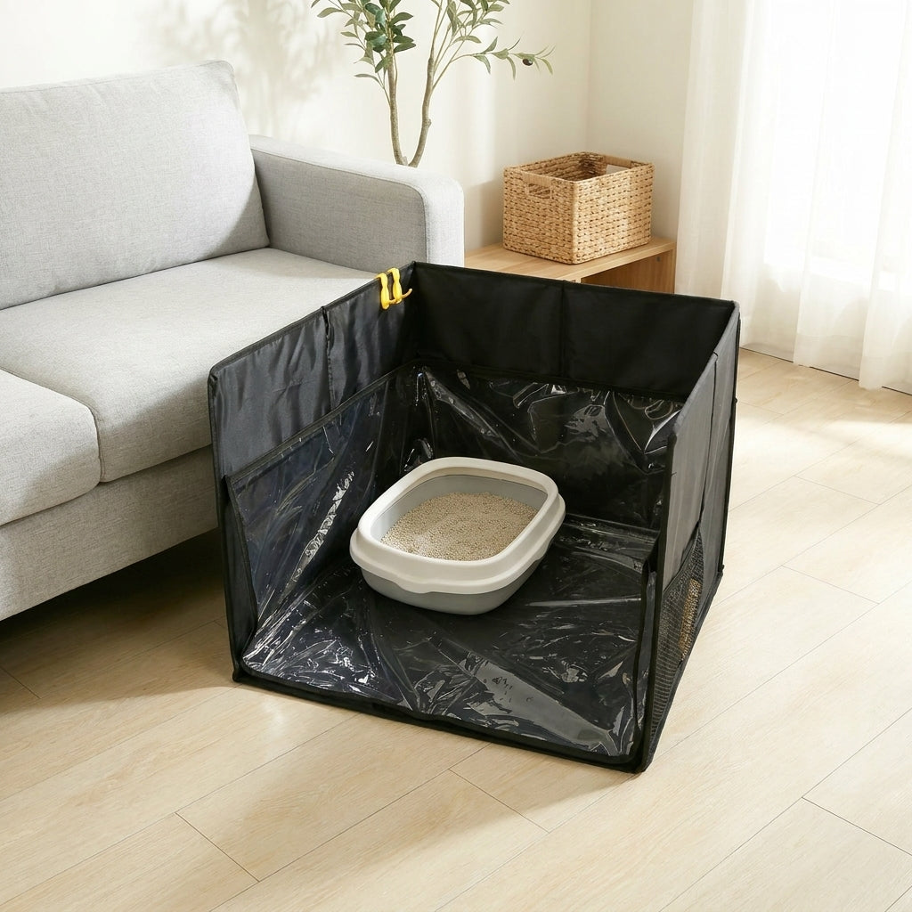 Large Litter Tray Box Enclosure, Open Type Cat Toilet and Litter Pan for Adult Cat, Easy Clean Indoor Supplies, Portable Travel Owner Gifts