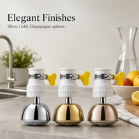Lotus Shower Faucet Water Filter with Splash Guard and Rotatable Extension for Kitchen