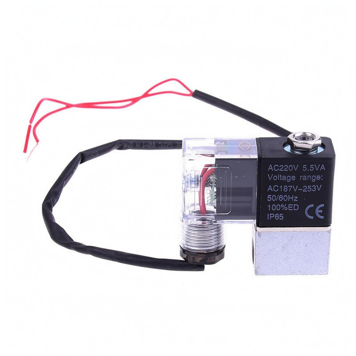 AC220V Air Compressor Solenoid Valve IP65 Compressor Unload Valve Transparent Cover Machine Part Lead Wires
