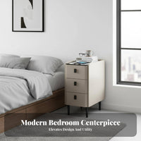 Wireless Charging 3-Drawer Smart Table Biometric Lock Nightstand Built-in Bluetooth Speaker Bedside Cabinet Slim Design for Technology Enthusiasts Enthusiasts, Apartment Dwellers, Homeowners, Dorm Room, Home Inactiveice