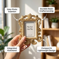 Photo Frame with Baroque Style for Wedding Guests, Dual Purpose Picture and Place Card Holder, White Ornate Table Decoration