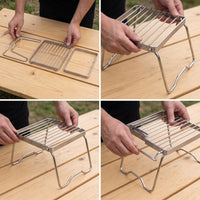 Portable 304 Stainless Steel Camping Stove Rack Folding BBQ Grill Pot Stand Mini Gas Stove Support