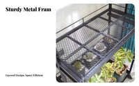 Space-Saving Lighted Plant Stand Sturdy Construction Rolling Plant Shelf with Grow Light Mesh Shelves Indoor Gardening Supply Built-in Air Circulation Fan for Succulent Collectors, Apartment Dwellers, Balcony, Sunroom, Living Room, Bedroom