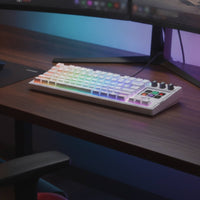 Mechanical Keyboard with Rotary Knobs Customizable Keyboard with Display Keys Compact for Streamers, Participants