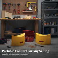 extra-slim Flat-Folding Stool Space-Saving foldable Stool Lightweight Portable Seating Built-in grip for journeyers, Commuters, journey, Camping, Commuting, Hiking