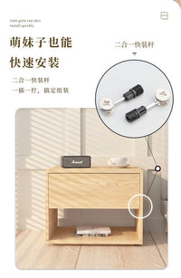 悬浮床头柜卧室家用原木色床边柜床头置物架多功能简约酒店边几柜 床头柜F款-10【原木悬浮-45宽】