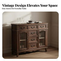 Multifunctional Solid Wood Buffet Cabinet Versatile Dining Room Credenza Sturdy Structure Accent Storage Cabinet Adjustable Shelves for Homeowners, Families, Interior Decorators, Entryway, Home Office