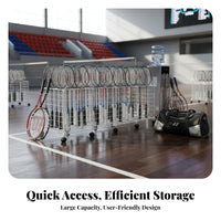 Mobile Racket Storage Cart With Wheels Badminton Paddle Racket Holder Large Capacity Sports Cart Sturdy Iron Frame for Coaches