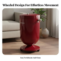 Pedestal Trash Can with Wheels Lidded Rolling Garbage Bin with Lid Restroom Garbage Bin for Living Room, Bedroom, Office