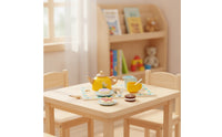 Wooden Tea Set with Tray Natural Tea Party Set with Dessert Pieces Toy Playful Smooth for Children, Playroom, Preschool