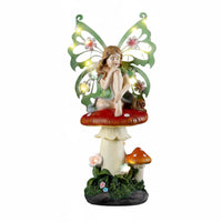 Luminous Fairy Statue Whimsical Mushroom Fairy Lamp Cute Solar Mushroom Statue for Patio, Balcony