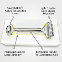 Face Massage Stainless Steel, Metal Facial Lifting with Design, Manual Skincare Roller Set with Velvet Pouch Handheld