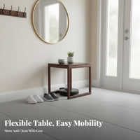 Solid Wood Robot Vacuum Cover Table with Optional Wheels Robot Vacuum Hutch Space-Saving Design Storage Cabinet Multi-Functional for Apartment Dwellers, Homeowners, Busy Professionals, Living Room, Entryway, Hallway, Home Office