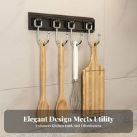 Punch-Non-Drill Installation Wall Mounted Hook Rack Space-Saving Kitchen Utensil Hanging Rail Heavy Duty for Renters, Bathroom, Entryway